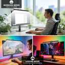 RGB Monitor Light Bar, Eye-Care Dual Light Reading Screen Lamp, 9 Modes Gaming Backlight LED Computer Lamp, 3 Colors Dimmable Frontlight, 15.75'' USB Desk Lights for Home, Office