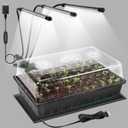 SOLIGT 60 Cell Seed Starter Kit with Grow Light and Heat Mat, Seed Starter Tray with Higher 4.3 Humidity Dome, Flexible Light Positioning for Seed Starting & Seedling Growth, Black