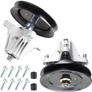 918-04822B 918-04822A 618-04822 Spindle Assembly Replace CubCadet Craftsman Troy Bilt Pony Bronco 42" Mower Deck & 30" Mini Rider Mower, with Pulley&Tapped Bolts&Zerk Fitting&6 Point Star, 2 Pack