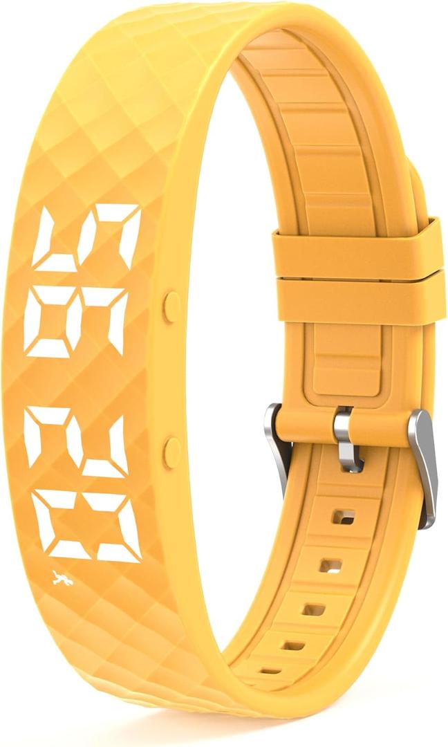 Non-luetooth Led Fitness Tracker Watch No App No Phone Required Fitness Watch Pedometer Watch with Steps Calories Sleep Tracker Alarm Clock for Man Women (Yellow)