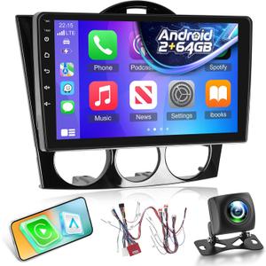 NHOPEEW Aftermarket Radio for Mazda RX-8 RX8 RX 8 2003-2008: 9 inch Touchscreen Android 15 Radio - DSP/EQ, 5G/WiFi, Wireless Carplay and Android Auto, Mirror Link, SWC + Backup Camera + Canbus