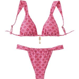 Women's 2 Piece Leopard Floral Bathing Suit Wireless Triangle Swimsuit High Waisted Bikini Sets (XX-Large, Pink)
