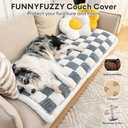 FUNNY FUZZY Pet Couch Covers for Sofa, Couch Covers for Dogs Washable Dog Couch Cover Protector Cream-Colored Furniture Sofa Covers for Dog Handmade Pure Cotton Pet Bed Mat (Grayish Blue, 27.6"59.1")