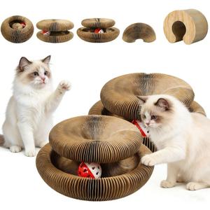 2PCS Magic Organ Cat Scratching Board,Foldable Reversible Accordion Cats Toy with Ball Bell for Indoor Outdoor Cats Toy Exercise Anxiety Relief