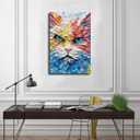 Fyzuf Cat Wall Art Oil Painting On Canvas Poster Cute Cat Cubism Colorful Cute Cats Aesthetic Room Decor Bedroom Bathroom Unframe-style12x18inch(30x45cm)