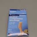 Amazon Basic Care Medical Compression Stockings, 20-30 mmHg Support, Women & Men Thigh Length Hose, Open Toe, Beige (Medium)