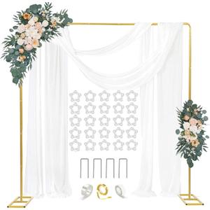 6.6FTx6.6FT Square Backdrop Stand, Gold Wedding Arch Backdrop Stand, Metal Heavy Duty Balloon Arch Stand Frame for Wedding Party Birthday Baby Shower Decoration Anniversaries (gold, 6.6FT*6.6FT)