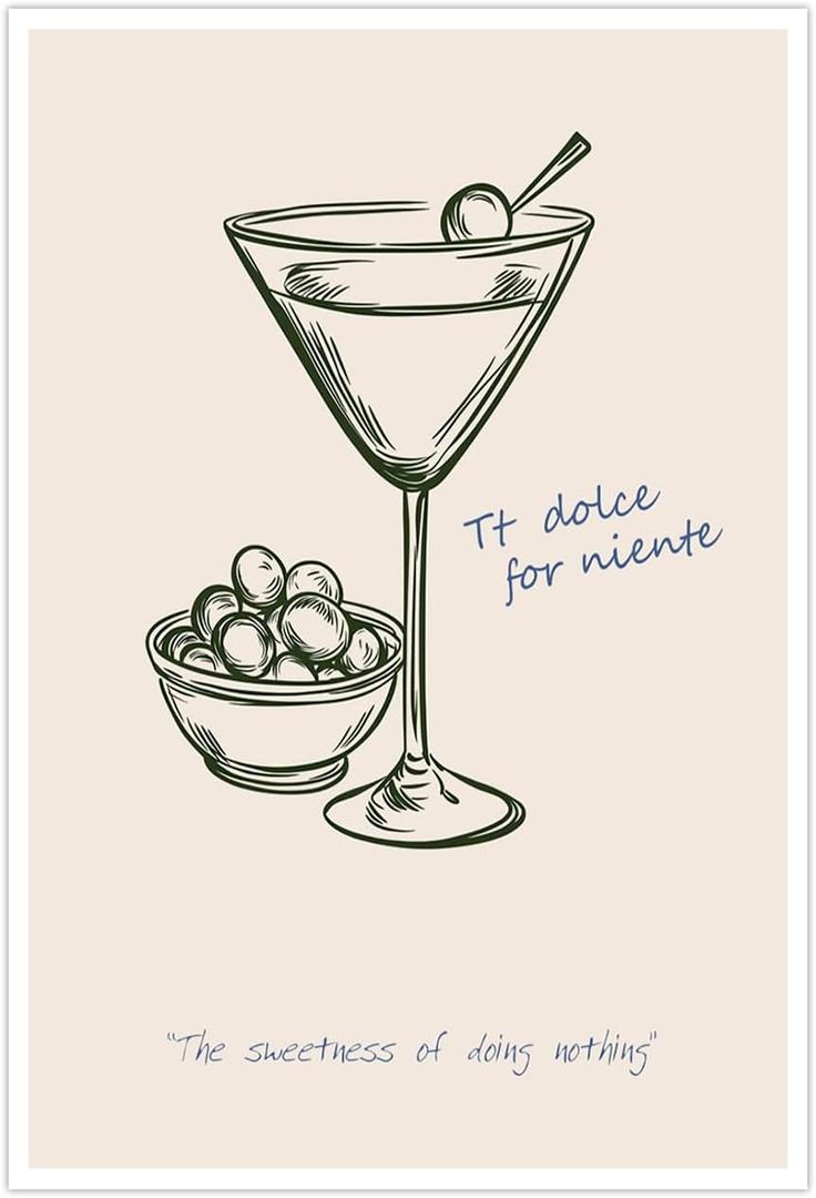 3 x Vintage Green Cocktail Poster Matini Quote Wall Art Bar Cart Posters Retro Drinks Canvas Prints Preppy Room Decor Aesthetic Home Kitchen Decoration16x24inch Unframed (PIK08)