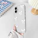 2 x NITITOP Compatible with iPhone 16 Plus Case Clear Cute Bow Knot Design for Women Girls Stylish Bowknot Durable Soft TPU Slim Protection Phone Cover - White Ribbon