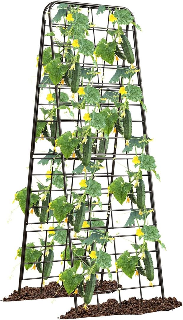 Heavy Duty 50"x17" Adjustable A-Frame Trellis for Climbing Plants – Rust-Proof Metal Garden Trellis with Dense Grid Design, Perfect for Raised Beds, Tomatoes, Cucumbers & Outdoor Vines (Black, 2 Pcs)