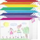 24pcs Mesh Zipper Pouch Bags Puzzle Storage Bags, A4 13x9 Inches Large Reusable Zipper Pouches for Classroom Organizing Board Game Home Organization (8 Colors)