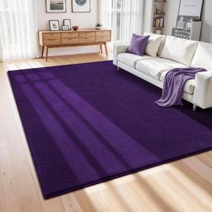 ISEAU 4x6 Rug for Bedroom, Soft Memory Foam Carpet with Upgraded Non-Slip Silicone-Grip Bottom, Fluffy Shaggy Machine Washable Rugs for Living Room Kids Boys Girls Dorm Nursery Office Playroom, Purple