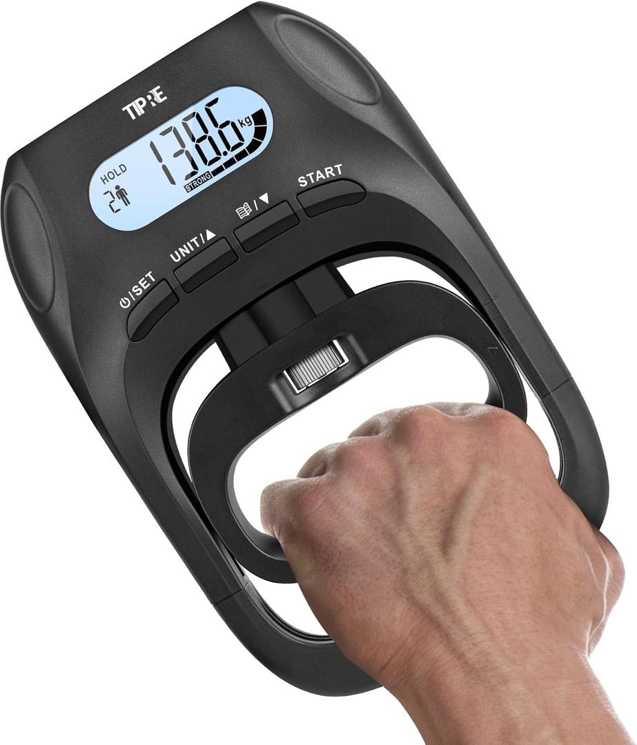 396lbs/180kg Grip Strength Tester, Hand Grip Dynamometer, Digital Grip Strength Tester with LCD Display, Adjustable Hand Grip Training Gauge, Hand Grip Testing for Sports Home School Use (Black)