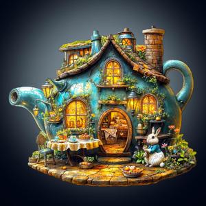 WOODBESTS Wooden Puzzles for Adults, Rabbit's Teapot Wood Puzzles Adult(90 Pieces, S, 8.5 * 7.2in), Unique Shape Wooden Animal Jigsaw Puzzles, Birthday Gifts for Adults Family Game