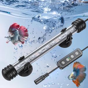 Pawfly 1.8 W Aquarium LED Light 7.5 Inch Underwater Fish Tank Light with Timer Auto On/Off Fish Tank Background Lights with 8 Lighting Modes Submersible Multi-Colored Tube Lights for Decoration (PRO)