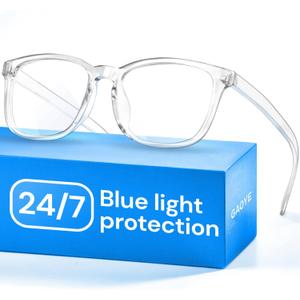 Gaoye Transparent, Clear Blue Light Glasses for Computer & Gaming - Anti UV Ray Lenses, Scratch-Resistant & Comfort Fit (Medium)