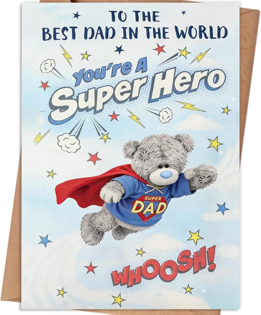 6 x Fathers Day Cards Gift for Dad, Super Dad Card for Dad Daddy, Father's Day Card Gifts from Son Daughter kids, Dads Day Gifts, Fathers Day Card