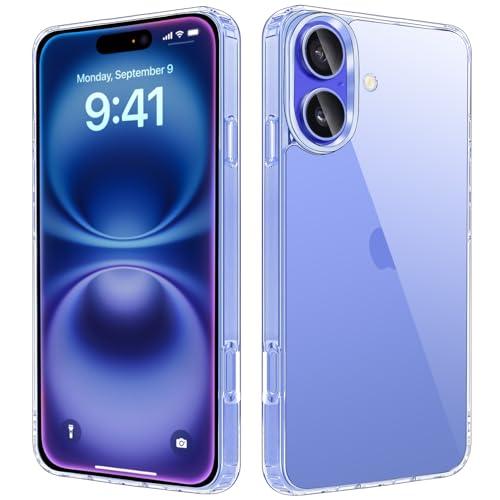 JJGoo Compatiable with iPhone 16 Plus Case Clear, Transparent Shockproof Phone Case, Anti-Scratch Hard PC Back Protective Cover Bumper Phone Case for iPhone 16 Plus 6.7-Inch, Clear
