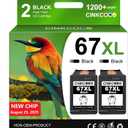67XL Replacement for Hp 67xl Black Ink Cartridge Works for HP DeskJet 2755e 2700 2855e 2800 4155e 4255e 2755 2852e Envy 6055e 6000 6455e (2 Black)