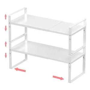 Expandable Stackable Spice Rack Cabinet Shelf Organizer in Cabinets Shelves Kitchen Cupboard Organization Stack up Racks Pantry Countertop Storage Large/White 2 Packs