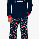 Men Christmas Pajamas Set 2 Piece Long Sleeve Xmas Shirt and Pants 3XL