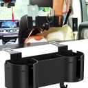 Car Headrest Backseat Cup Holder 3.7" with Organizer, High Capacity 4 in 1 Seat Back Organizer with Headrest Hooks, Multifunctional Storage for Car Travel Accessories Compatible with Most Vehicles