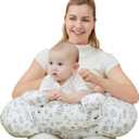 lasoftan Nursing Pillow for Breastfeeding, Breast Feeding Pillow for Mom Support, Adjustable Waist Strap and Removable Cotton Cover, Leaves