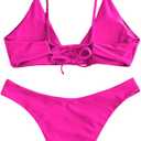 ZAFUL Women's Tie Back Padded High Cut Bralette Bikini Set Two Piece Swimsuit (Pink, M)