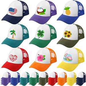 Xtinmee 36 Pcs Unisex Sublimation Hats Blank Trucker Hats Adjustable Baseball Caps for Men Women Outdoor DIY (Large, 9 Colors)