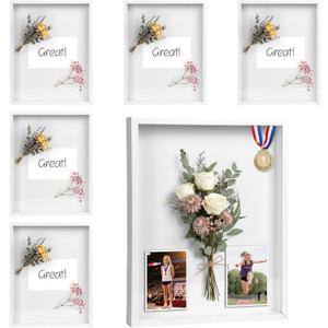 6 Pack Shadow Box Frame - 1.2" Deep Frame Display Case White 11"x14"