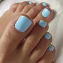 GLAMERMAID Press on Toenails, Spring Summer Light Blue Gel Glue on Toe Nails, Glossy Toe Nails Reusable UV Finish Fake Nails Acrylic False Nails Manicure Kits for Women