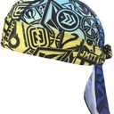 2 x HEROBIKER Sweat Wicking Skull Cap Beanie Bandana Helmet Liner Outdoor Running Adjustable Breathable Quick Drying (Medium, Yellow)