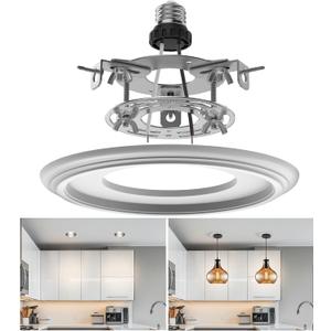 R5 and R6 Recessed Can Light Conversion Kit, Light Fixture Upgrade, Pendant Light, Fan Compatible, Includes 7 Inch Decorative Plastic Medallion, White Finish