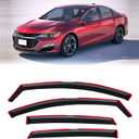 in-Channel Rain Guards for 2016-2025 Chevrolet (Chevy) Malibu, Window Visor Shields Vent Deflector Shade Wind Dark Smoke 2017 2018 2019 2020 2021 2022 2023 2024, Tape-On Outside-Mount, 4PCS