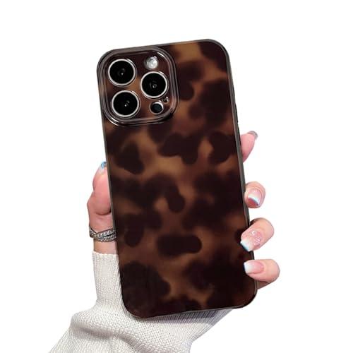 XQAGU Cute Phone Case for iPhone 16 Pro Max Case Amber Leopard Full Camera Protective Slim Shockproof Aesthetic-Brown Amber