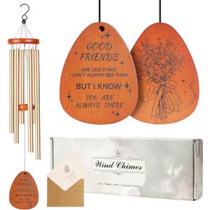 RENAISSANT Friend Gifts for Women, Bestie Gift for Friendship, Best Female Friend Wind Chimes for Outside, Outdoor Windchimes Birthday Friendsgiving Gifts for Friends (Flower)