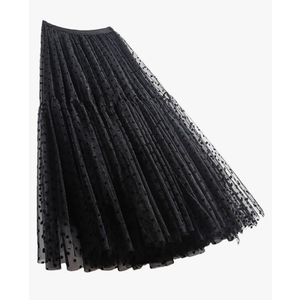 Elastic High Waist A-Line Skirt Party Beach Mid-Length Pleated Skirt M