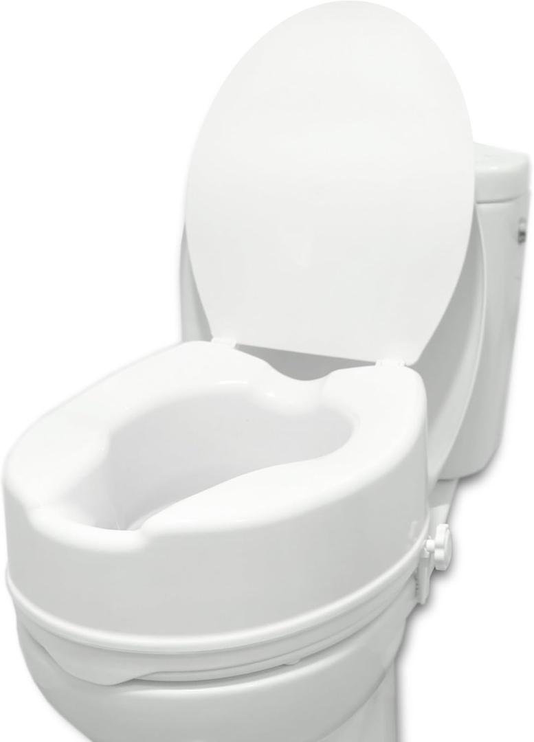 PEPE Mobility - Raised Toilet Seat for Seniors 6 inch (Fits Round and Elongated up to 15"), Lid, Handicap Riser