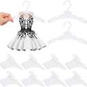 Soulchen 100 Pcs Doll Clothes Hangers for 18 Inch Dolls, Plastic Clothes Hangers with Non-Slip Clips, Space-Saving Wardrobe Accessories for Gown Dress Outfit (White)