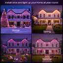 Philips Hue Festavia 150ft Permanent Outdoor String Lights, 80 Dimmable Lights, 55 Lumens Each, Weatherproof, Water-Resistant, White Wire, Color Ambience, Bridge Required