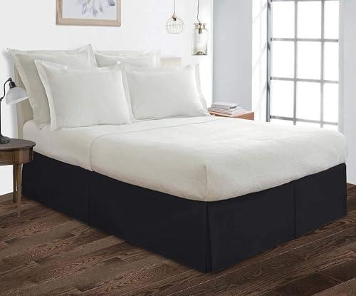 Bed Skirt Queen Size Pleated Style by Comfort Beddings 100% Cotton Blend Fabric, Premium Tailored Fit 1pc Bedskirt Queen Size 18" Drop Length Black Solid