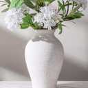 Ceramic Flower Vase Home Decor, 9 in Farmhouse Table Vase Rustic Vintage Living Room Kitchen Bedroom Pottery Decorative Vases for Flowers House Shelf Office Coffee Desk Dining Entryway Decor, White