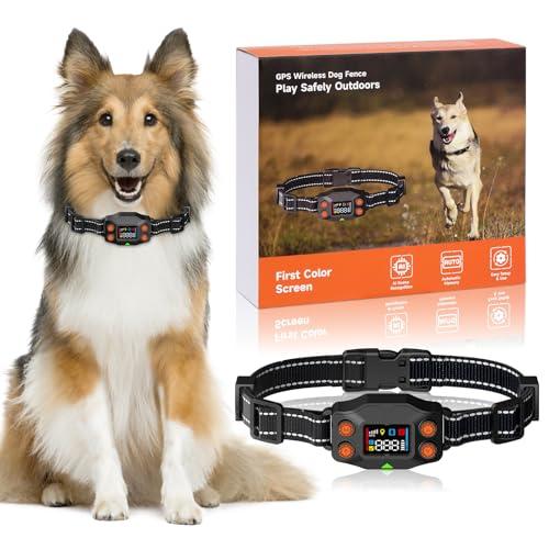 LINCAE GPS Wireless Dog Fence, 3 Warning Modes, Radius 25-999 Yards, IPX7 Waterproof Collar, Electric Fence for Dogs, Pet Containment System, Outdoor Use, for Dogs Over 15 Lbs