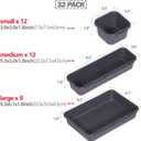 Set of 32 Interlocking Desk Drawer Organizer Tray Dividers Plastic Shallow Narrow Drawers Organizers Separators Storage Bins Container for Kitchen Bathroom Makeup Office Vanity Bedroom Dresser