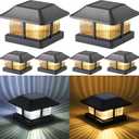 Dynaming 4x4 Solar Post Cap Lights Outdoor with 2 Color Modes, Fence Post Solar Lights Black Shell Brightness LED Lantern Lamps Waterproof for Garden Deck Patio, Fit 4x4 Wooden/Vinyl Posts, 6 Pack