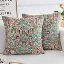 BUAEL Boho Throw Pillow Covers 26x26 inch Set of 2, Boho Vintage Carpet Pattern Antique Ethnic Decor Double Sided Pattern Cushion Cover Soft Pillow Case Living Sofa Room Bed Square Pillow Cover