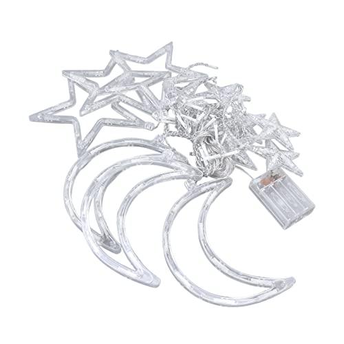Enforose Star Moon Curtain String Lights Romantic Ambience Battery Powered 126 LED Ramadan Curtain Lights for Window Wall Home Decoration