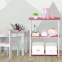 Furinno TURN-N-TUBE Storage Shelves, 3-Tier Book Shelf, Corner Shelf, Toolless Open Shelves, for Organization and Storage, Living Room, Garage, Home Office, Pink