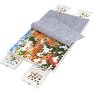1500 Pieces Puzzle Board with Drawers and Cover, 35"x27"Portable Jigsaw Puzzle Table for Adults Puzzle Tables with Drawers