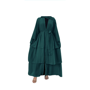 Muslim Abaya Dress for Women - Long Sleeve Islamic Dubai Abaya Cardigan Robe - Middle East Prayer Dress with Hijab, XL